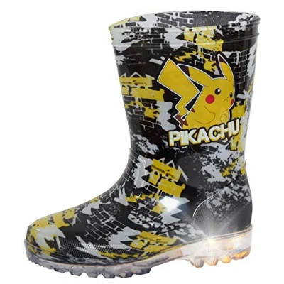 Image of Pokemon Pikachu Light Up Wellington Boots Black 7 UK Child
