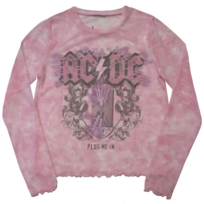 Image of Paradiso Clothing AC/DC PLUG ME IN Long Sleeve sleeved top, Women&#039;s, Size: Medium, Pink