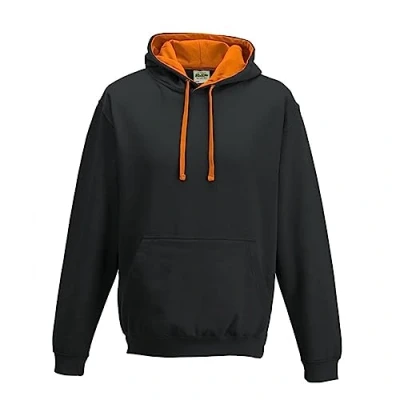 Image of AWDis Men&#039;s Varsity Hoodie, Multicoloured (Jet Black/Orange Crush), X Large