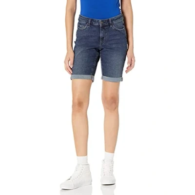 Image of Amazon Essentials Women&#039;s Slim Fit 9&quot; Denim Bermuda Shorts, Dark Denim, 22