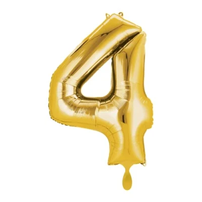 Image of Amscan 3655701 Mid Size Number 4 Gold