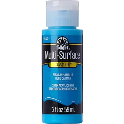 Image of FolkArt Multi Surface Satin Acrylic Paint, Cayman Blue, Small