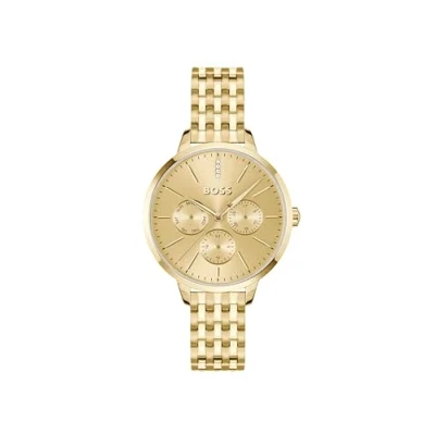 Image of BOSS Analogue Multifunction Quartz Watch for Women SYMPHONY LE Collection with Gold colored Stainless Steel Bracelet 1502782