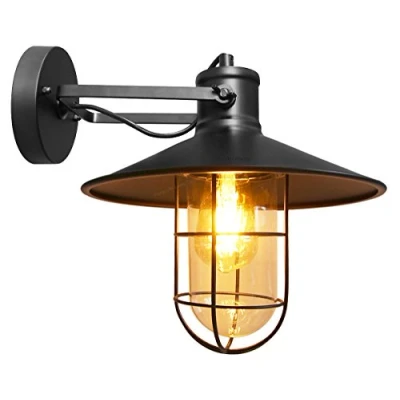 Image of Vintage Industrial Nautical Fishermans Black Wire Cage Wall Light Lamp Shade WD043
