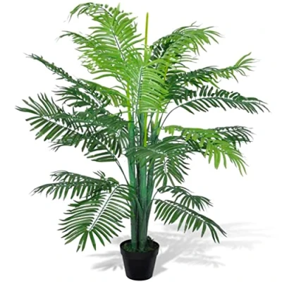 Image of vidaXL Artificial Phoenix Palm Tree with Pot, Indoor Decor Plant, Lifelike Greenery, 130cm Tall, Green, Includes Plastic Pot