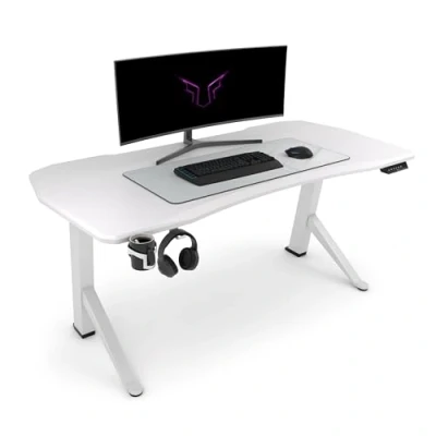 Image of Ultimate Setup gaming desk height adjustable white, electric standing desk, table, computer table 180x80 cm, room