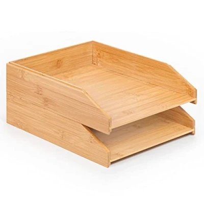 Image of woodluv Letter Tray Desk Organiser, Document Tray, Storage A4 Filing Paper Organiser Tidy, STACKABLE