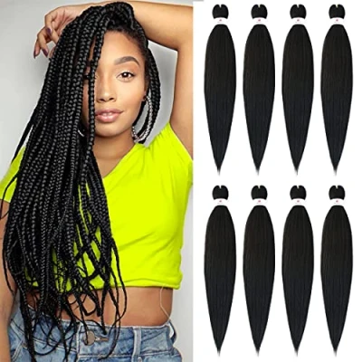 Image of Beyond Beauty EZ Braid Pre Stretched Braiding Hair 8Packs 26inch Professional Yaki Texture Synthetic Hair(#1B)