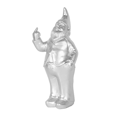 Image of FISURA Original &quot;gnome&quot; money box. Big box with shape. Funny for gift. Silver Measurements: 27 x 13 8 centimetres. Material: Poly resin
