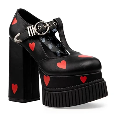 Image of LAMODA Women&#039;s Distant Lovers Court Shoe, Black Pu, 7 UK