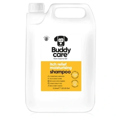 Image of Itch Relief Moisturising Dog Shampoo by Buddycare Deep Cleansing for Dogs Milk &amp; Honey Scented With Aloe Vera and Pro Vitamin B5 (5L)