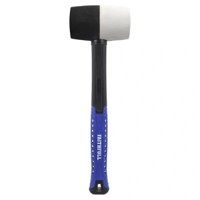 Image of Faithfull FAIRMBWF24 Combination Rubber Mallet Black/White 24oz Fibreglass Shaft