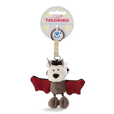 Image of NICI 47550 Key Ring bat 7cm Talisminis, Grey/Red