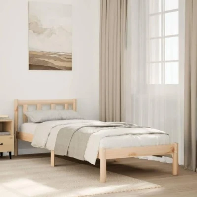Image of vidaXL Extra Long Bed Frame Solid Pine Wood 225.5x85.5x31 cm Fits 80x220 Mattress Bedroom Single Slats Included Assembly Required