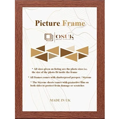 Image of OSUK 12x17 Inch Frame Walnut Photo with Clear Perspex Front &amp; Wall Mounting to Hang Portrait or Landscape (Walnut, 12x17&quot; (DIN A3))