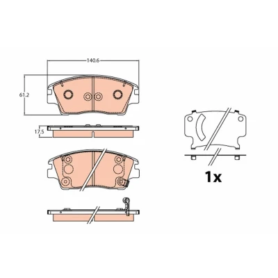 Image of 58101D3A00, 58101D3A10 Brake pad set TRW GDB2197 with acoustic wear warning accessories HYUNDAI: Tucson, ix35, KIA: Sportage IV