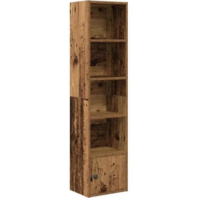 Image of vidaXL bookcase/display shelf engineered wood, brown 31x24x127cm, freestanding versatile storage for books/collections, living room/office