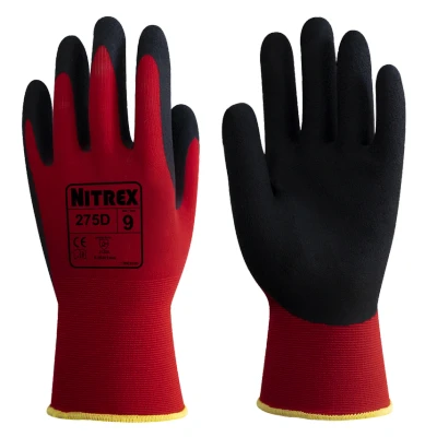 Image of Nitrex 275D Work and Safety Gloves, Bag of 10 Pairs, Size 8 General Handling Gloves with Foam Latex Palm Coating