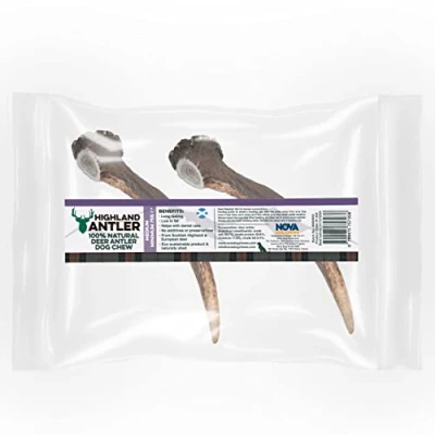 Image of Highland Antler Medium Chews For Dogs Pack of 2 Horns Organic Chew Dog Toy