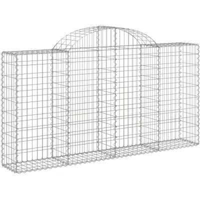 Image of vidaXL Arched Gabion Baskets 18 pcs 200x30x100/120 cm Galvanised Iron