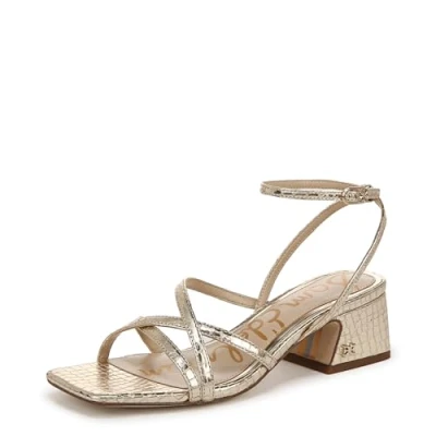 Image of Sam Edelman Heeled Sandal Shoes for Women Whitley Medium Fit Gold UK 4