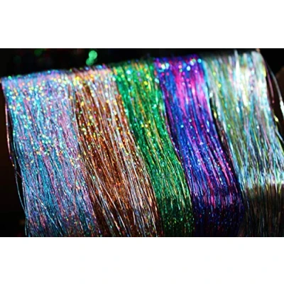 Image of 5 Packs Mixed Colors 0.3mm Flashabou Holographic Tinsel Flat Mylar Crystal Flash Trout Tube Fly Fishing Tying Materials (Assorted each 1 pack)