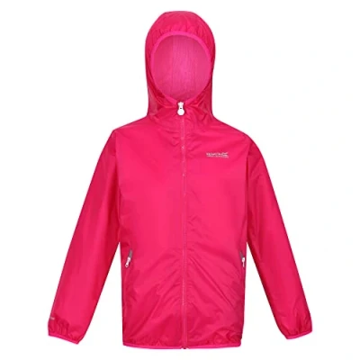 Image of Regatta Kids Lightweight Lever II Waterproof Packaway Jacket Pink Fusion, Size: 9 10 Years