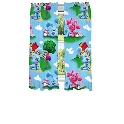Image of Franco Kids Room Window Curtains Drapes Set, 82 in x 63 in, Blues Clues