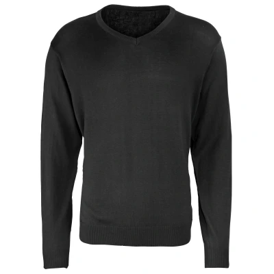 Image of Premier Mens V Neck Knitted Sweater (Black) Size Small