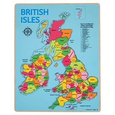 Image of Bigjigs Toys, British Isles Wooden Puzzle, Jigsaw Map Of The UK, Geography Games, UK Puzzles For Children, Jigsaw, Puzzle