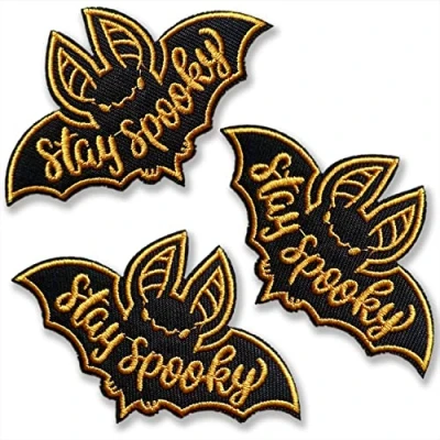 Image of BPA 3 Pcs Bat Embroidered Patches Iron on or Sew for Clothing Jackets etc. Stay Spooky