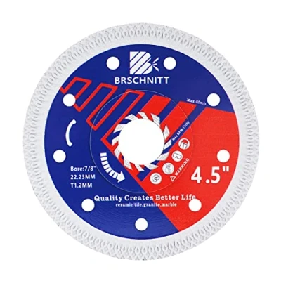 Image of Super Thin Diamond Porcelain Saw Blade with X Teeth,BRSCHNITT 115mm Cutting Disc Reinforced Core Center for Dry/Wet Tile Ceramic Marble Granite