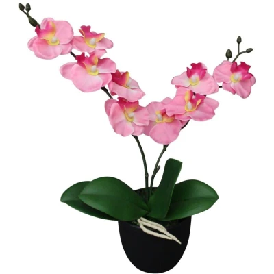 Image of vidaXL Artificial Orchid Plant with Pot 30 cm Pink