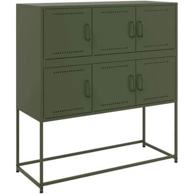 Image of vidaXL Sideboard Olive Green 100.5x39x107 cm Steel