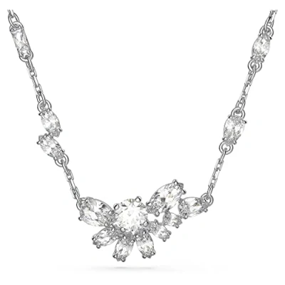Image of Swarovski Gema Pendant Necklace, Clear Crystals in a Rhodium Plated from the Collection