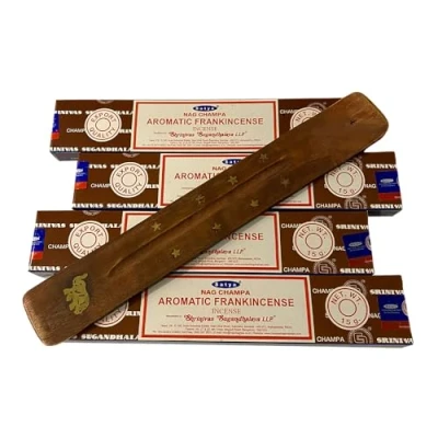 Image of VIE Satya Incense Sticks, 4 Packs x 15g, with Holder, Aromatic Frankincense