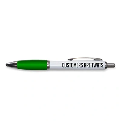 Image of Tongue in Peach Funny Novelty Push Pen Gift Ballpoint Pens Work Colleague Leaving Present Customers Are T Joke Stationary GREEN PP89