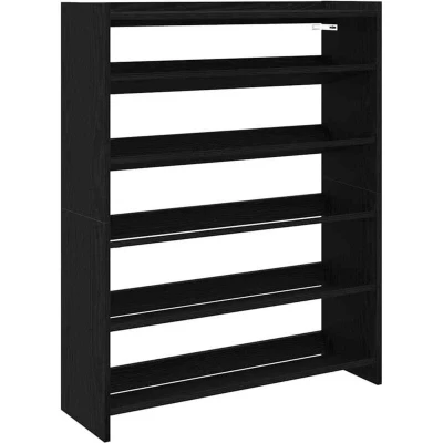 Image of vidaXL shoe rack black 80x25x100 cm modern engineered wood storage organizer/shelf/stand for entryways/hallways