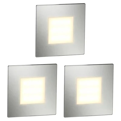 Image of ledscom.de 3 LED Staircase Light/recessed Wall Light FEX for Indoor and Outdoor use, Angular, Stainless Steel, 85 x 85mm, Warm White