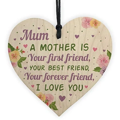 Image of RED OCEAN Special Wooden Heart Mum Birthday Card From Son Daughter Keepsake