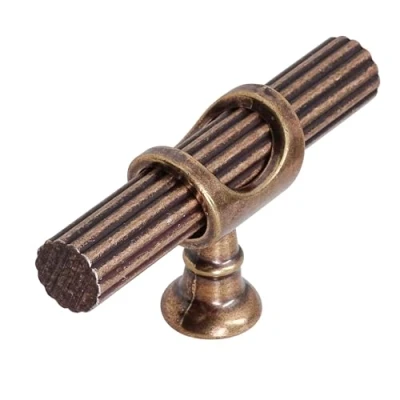 Image of Decoranddecor Bar Drawer Pull Handles with Lines Design Kitchen Cabinet Decorative Hardware Bedroom Bathroom Furniture Accessories (7cm Knob, Antique Copper)