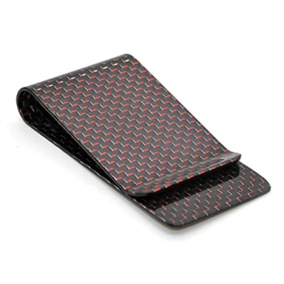 Image of Medifier Carbon Fiber Money Clip Wallet Business Credit Card Cash Glossy Holder L Red