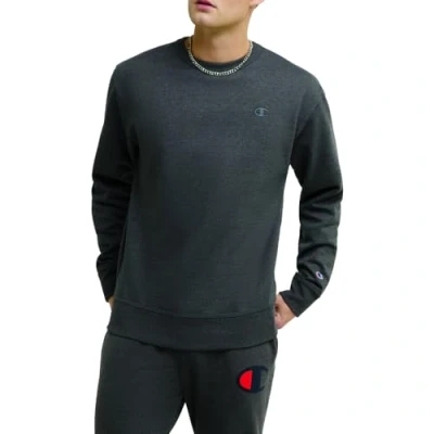 Image of Champion Men&#039;s, Powerblend, Fleece, Crewneck Sweatshirt (Reg. Or Big &amp; Tall), Granite Heather C Logo, 3XL