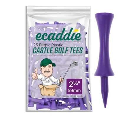 Image of ECADDIE Purple 59mm Plastic Castle Graduated Golf Tees (25 Pack)