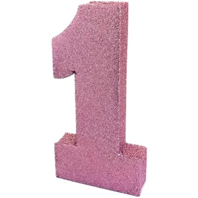 Image of Number 1 Glitter Table Decoration Light Pink First birthday Centrepiece decorations 1st Pack of 20cm H106 for girls