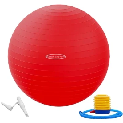 Image of BalanceFrom Anti Burst and Slip Resistant Exercise Ball Yoga Fitness Birthing with Quick Pump, 2,000 Pound Capacity (68 75cm, XL, Red)