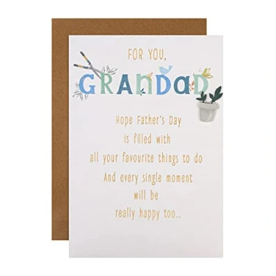 Image of Hallmark Fathers Day Card for Grandad, Traditional Poetic Verse, Gardening, Flowers, White