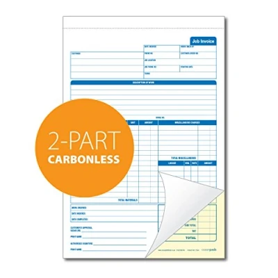 Image of Ocean Pads Job Invoice Book for Service and Repair Businesses, A4 210 x 297mm, 2 Part Carbonless,White/Yellow, 50 Sets per Book, (50 Invoices) Ref. 70024