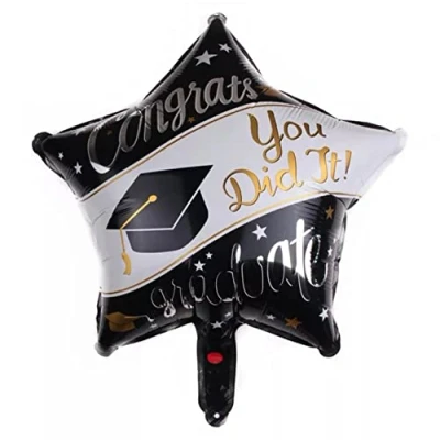 Image of Black/White Star Graduation Foil Balloon, 45cm (2 pack)