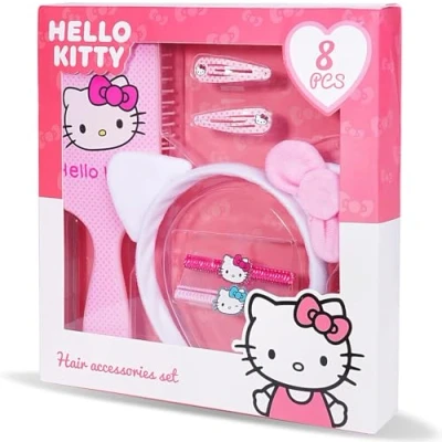 Image of Hello Kitty Hair Accessories Gift Set Includes Brush, Headband, Clips &amp; Elastics Perfect Gifts for Girls Kids Cute Everyday Use